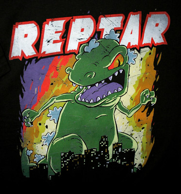 Rare Angry Reptar Rugrats Godzilla Parody T-Shirt New NOS LG Nickelodeon Cartoon-image