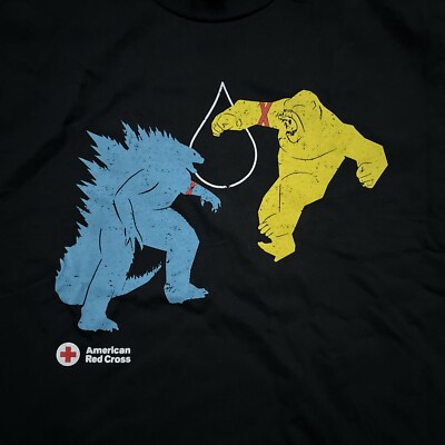 American Red Cross Give Blood T Shirt Godzilla x Kong The New Empire Large NEW-image