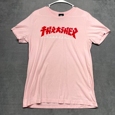 Thrasher Godzilla T-Shirt Women's Large Pink 100% Cotton Graphic Print Pullover-image