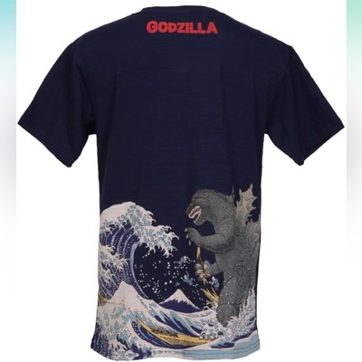 Godzilla T-Shirt Thirty-six Views of Mt. Fuji Hokusai Navy Blue NWT 2XL-image