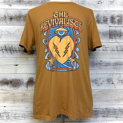 The Revivalists Vintage Tan Graphic Logo T-Shirt Size L Rock Band Retro Soul-image