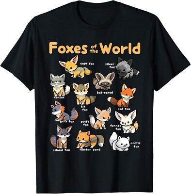 Kawaii Fox Animals of the World Educational Animal Fox Lover T-Shirt-image
