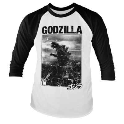 Officially Licensed Godzilla Vintage Baseball 3/4 Sleeve T-Shirt S-XXL Sizes-image