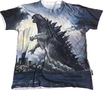 Godzilla All Over Print Men’s Medium Kaiju Giant King Of Monsters Shirt Tee RARE-image