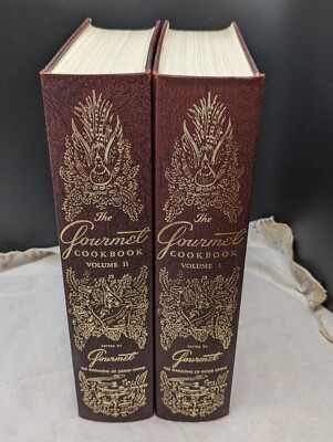 The Gourmet Cookbook Volumes 1 & 2 1974 5th Ed. Brown Leather Gilt Lettering-image