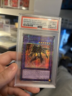 Yugioh Masked HERO Dark Law QCR RA01 Quarter Century - Yugioh GX Anime PSA 9-image