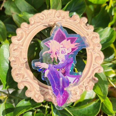 ☆Yu-Gi-Oh! DM Muto Yugi & Card Sitting Acrylic Yugioh Anime Keychain B Charm☆-image