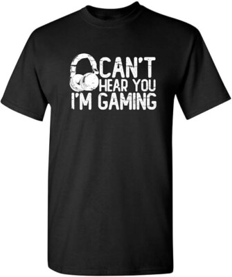 Can't Hear You I'm Gaming Headset Graphic Video Games Gamer Mens Funny T Shirt-image