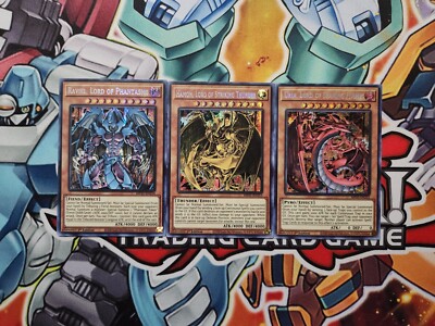 *** Sacred Beast GOD CARD SET. Uria,Raviel, Harmon PRISMATIC SECRET RARE YUGIOH!-image