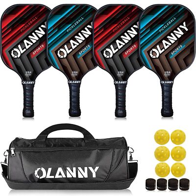 Graphite Pickleball Paddles Set- Premium Rackets Fiber Face & Polymer Honeyco...-image