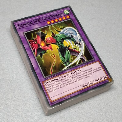 Yugioh GX Jaden Yuki 50 Card Deck Elemental HERO Flame Wingman Fusion NM-image