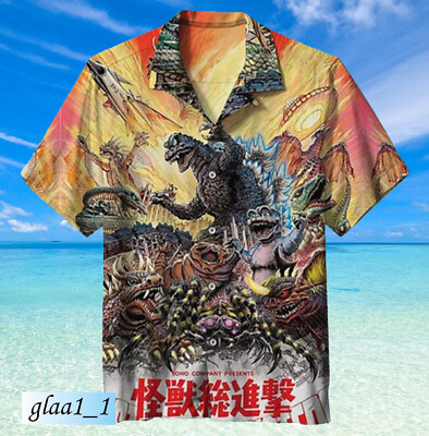 Godzilla Movie Hawaiian Shirt Summer Beach Aloha Shirt-image