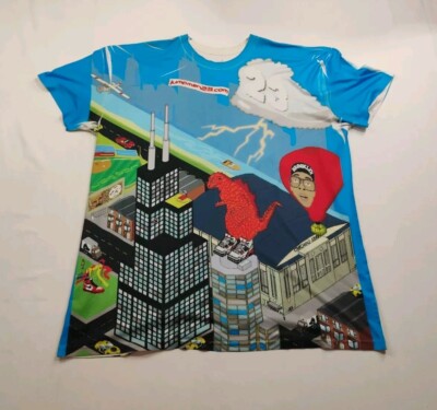 RARE Nike JumpMan VS Godzilla T-Shirt NBA Spike Lee Air Jordan Mens 3XL T Shirt-image