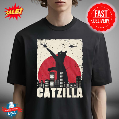 Catzilla Monster Cover Godzilla God Of Monters Funny Gift T-Shirt-image