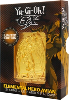 Yugioh GX Elemental Hero Avian Metal Card 24k Gold Plated Ingot Official-image