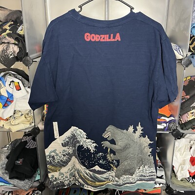 GODZILLA Toho Limited T-shirt Japanese Traditional Ukiyoe Print Rare Size 2XL-image