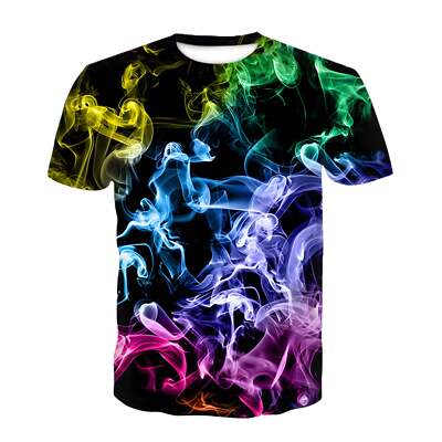 3D Smoke Effect Couple Pullover T-shirt for Men and Women - Loose Fit Round Neck-image