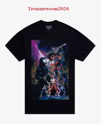 Godzilla Vs. Mighty Morphin Power Rangers MEN'S LARGE Poster T-Shirt-image