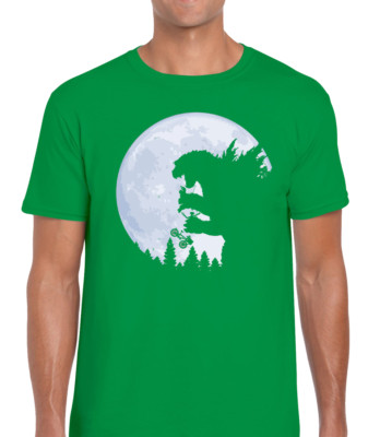 Godzilla Full Moon Joke Design Retro Movie Film Spoof Unisex T-Shirt-image
