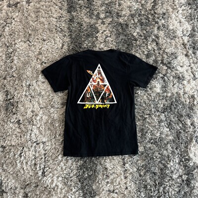 HUF x Godzilla Triangle Black Men’s Size Small S T-Shirt Anguirus TOHO Shirt Y2K-image