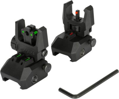 Front Rear Iron Sights Gun Rifle Firearm Weapon Shooting Polymer Fiber Flip Up-image