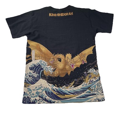 Godzilla King Ghidorah Shirt M Toho Co Graphic Print Cotton China Black Preowned-image