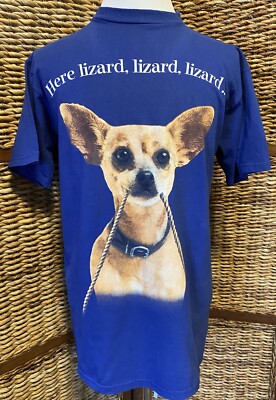 Taco Bell Godzilla 1998 T-Shirt Blue L Here Lizard Promo Release Chihuahua-image