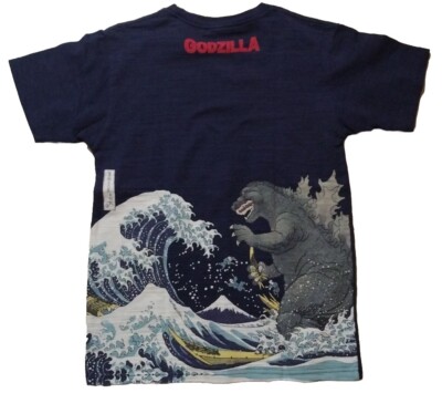 Godzilla T-shirt Small Men’s Movie Promo Rare Short Sleeve Navy Blue Japanese-image