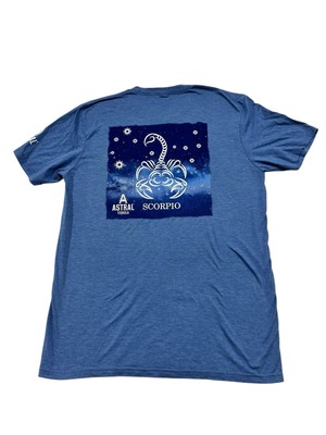 New Mens Large Astral Tequila Scorpio Short Sleeve Blue Tee Shirt Logo Graphic-image