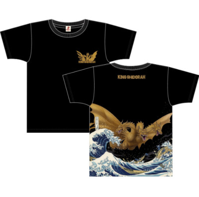 Discharge-dyed T-shirt Fuji King Ghidorah Black TOHO Godzilla Store JP Monster-image