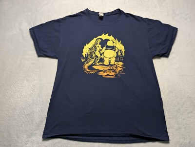 Godzilla vs Stay Puft T-Shirt L Fruit of the Loom Graphic Funny Meme Mashup-image