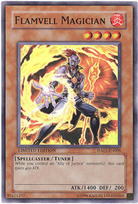 3 x Yu-Gi-Oh Card - HA01-EN008 - FLAMVELL MAGICIAN (super rare holo) - NM-image