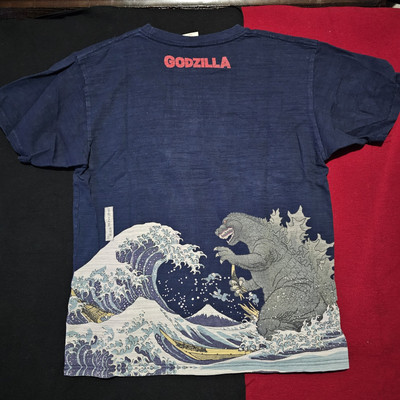 Godzilla T-shirt XLarge Men’s Movie Promo Rare Short Sleeve Navy Blue Japanese-image