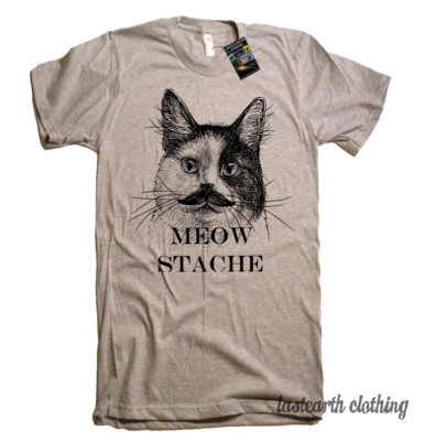 Cat Shirt, Funny Cat Tee Shirt, Cat Gift, Cat Mustache T Shirt, Cat Lover Shirt-image