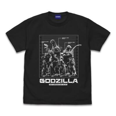Successive Godzilla height comparison chart T-shirt Black Japan New Pre-sale-image