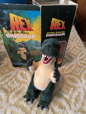 Vintage Jamina World 1987 REX Plush Electronic Red Eyes Dinosaur Complete In Box-image