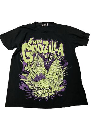 Mens BANDAI Black Shin Godzilla VS Nippon Tour Shirt Sz M-image