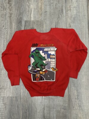 Vintage 80s HOBIE T Shirt USA Surfing Godzilla Surf Monster Kids Sz L-image