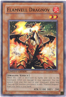 3 x Yu-Gi-Oh Card - HA01-EN007 - FLAMVELL DRAGNOV (super rare holo) - NM-image