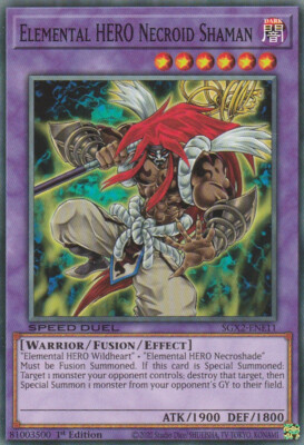 YUGIOH CARD ELEMENTAL HERO NECROID SHAMAN SGX2-ENE11 1ST EDITION COMMUN-image