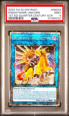 Yugioh PSA 9 Knightmare Unicorn Alt Art Quarter Century RARE 25th RC02-EN043-image