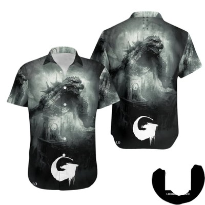 Godzilla Minus One An Official New Poster Black And White Fan Gifts Hawaiian Sh-image