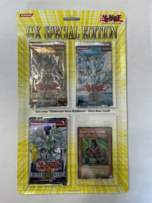 Yugioh GX Special Edition blister pack sealed 3 packs + Elemental Hero Wildheart-image