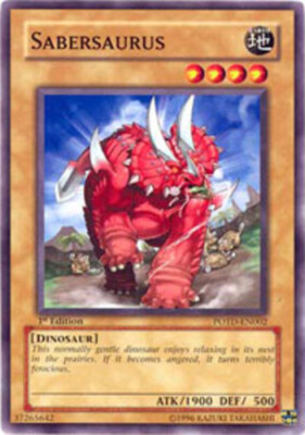 Sabersaurus - POTD-EN002 - Common - 1st Edition LP YuGiOh!  Booster Set Cards (G-image