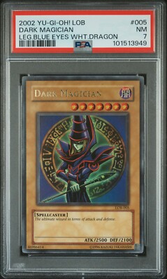 YUGIOH PSA 7 NM 2002 Dark Magician LOB-005 Ultra Rare Unlimited OG *3949-image