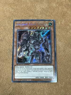 🔥 MISPRINT YUGIOH ANCIENT GEAR GOLEM SECRET SGX1-END01 MISSING MILLENIUM EYE-image