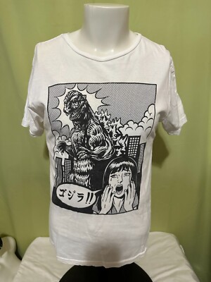 Godzilla Japan Comic Design Toho Men's White T Shirt Small-image