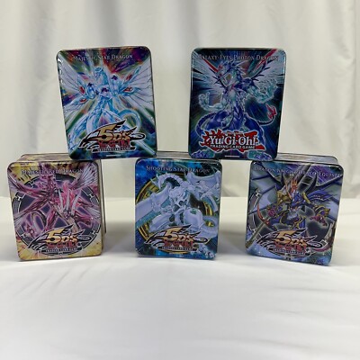Yugioh Tins 5DS Trading Card Game Collectible Lot Of 5 Card Holder READ-image