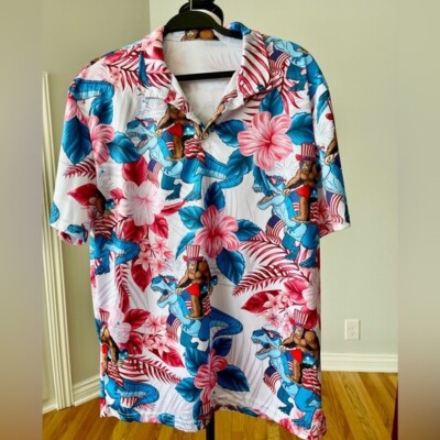 Hawaiian Patriotic King King Godzilla polo shirt holiday July 4th tropical vaca-image