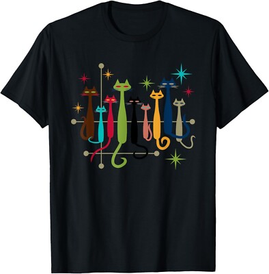Vintage Retro Mid-Century Modern Look Cats 50s 60s Style T-Shirt-image